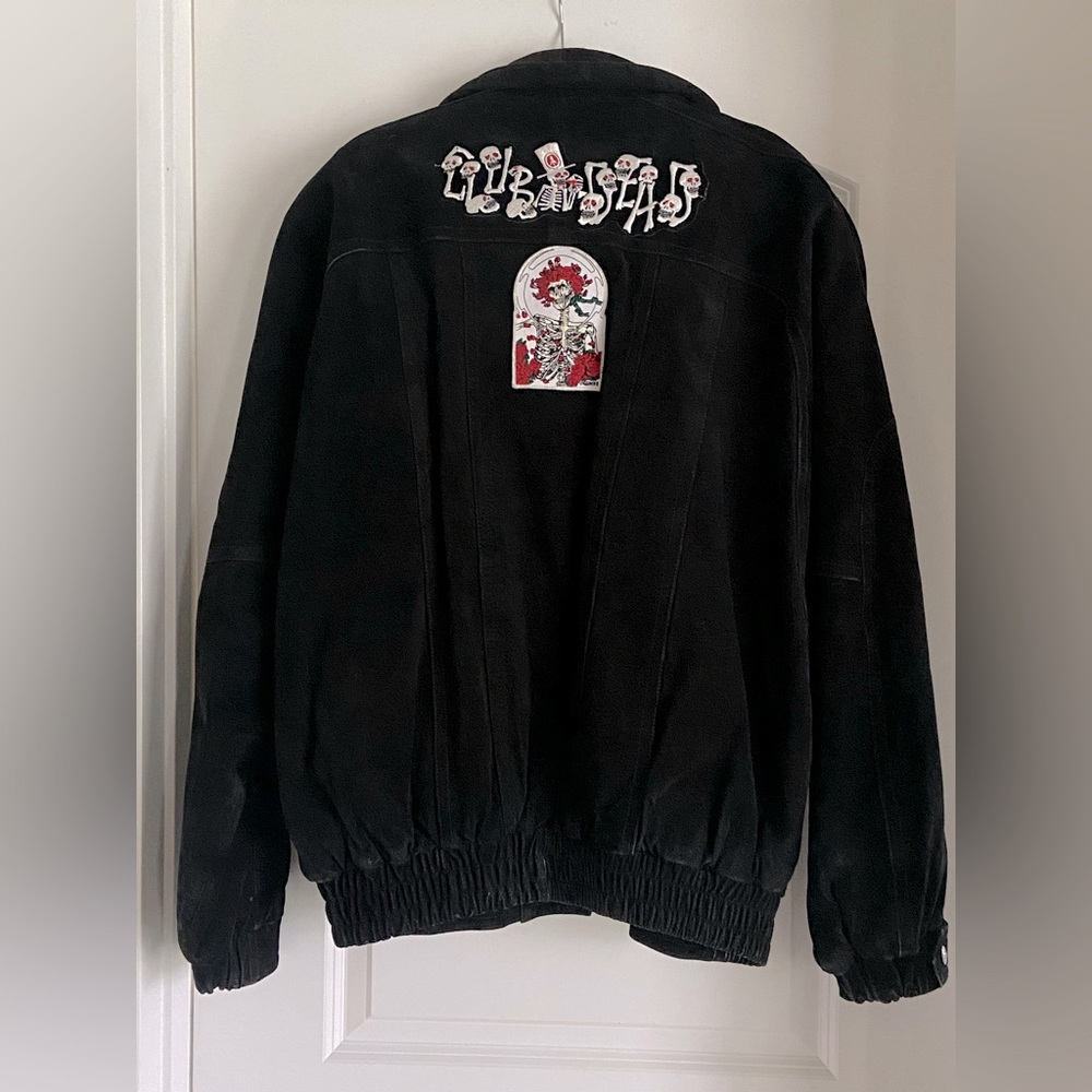 BEYOND LEATHER Vintage Leather Jacket w/Custom Grateful Dead Embroidered patches